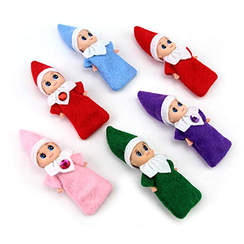 WULEEUPER Purple Girl Tiny Baby Elf Doll – 11 cm Christmas Miniature for Dollhouse or Advent Calendar