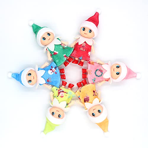 WULEEUPER Tiny Baby Elf Doll - 11cm Miniature Christmas Elf with Movable Limbs and Removable Outfit (Red Dress)