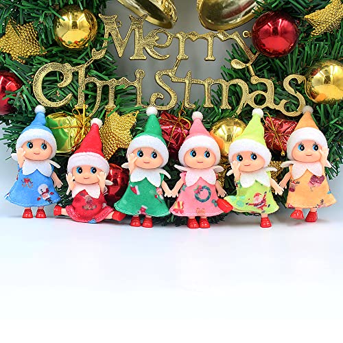WULEEUPER Tiny Baby Elf Doll (Blue Dress) - 11cm Christmas Miniature Elf Decoration for Doll Houses, Newborn Gift