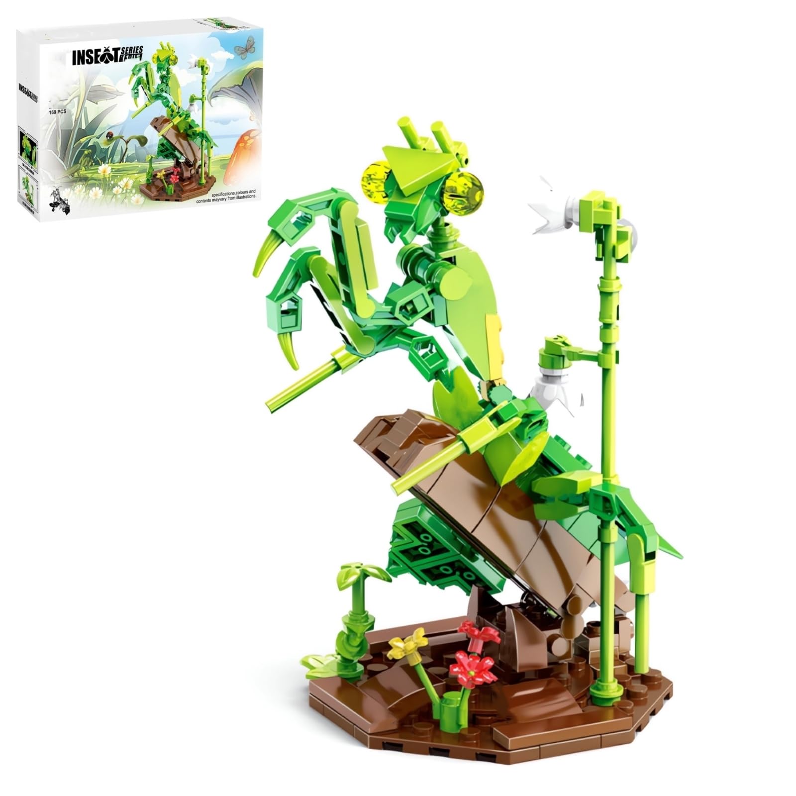WULOBOOI 169-Piece Chinese Mantis Building Set with Glowing Eyes – Insect Model Kit for Adults and Teens