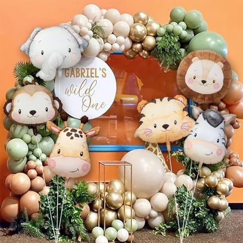 Wuokkig 6-Pack Large Jungle Safari Animal Foil Balloons for Party Decor