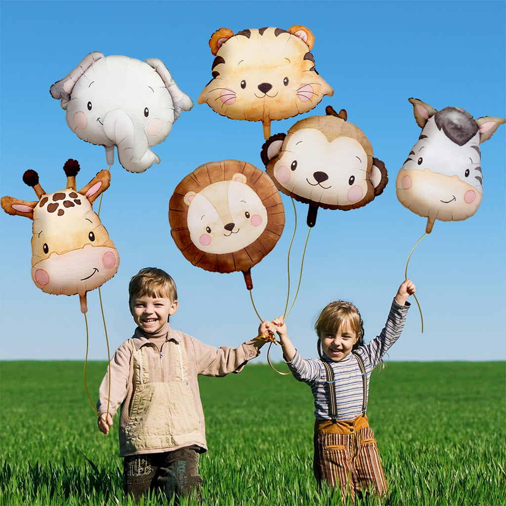 Wuokkig 6-Pack Large Jungle Safari Animal Foil Balloons for Party Decor