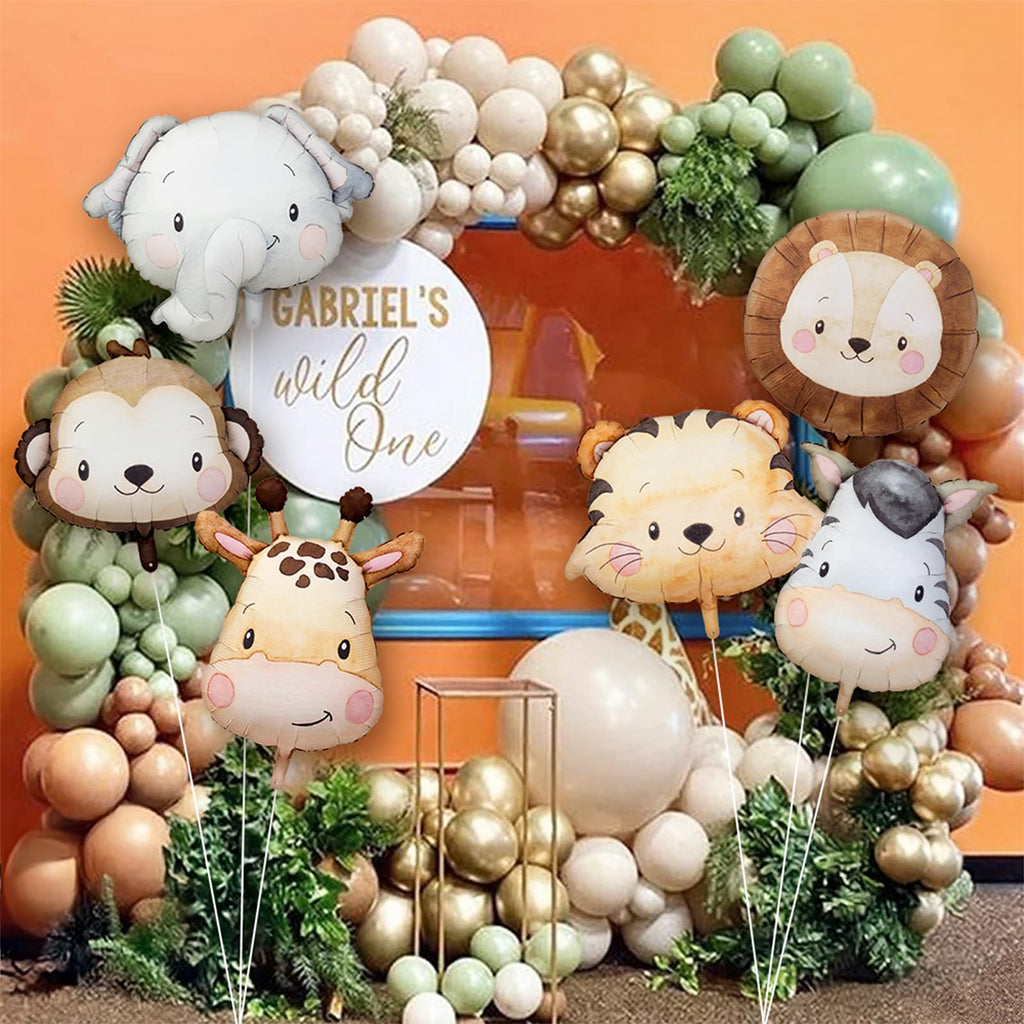 Wuokkig 6-Pack Large Jungle Safari Animal Foil Balloons for Party Decor