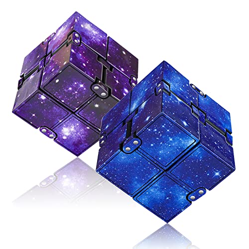 WUQID Infinitycube Fidget Toy, Blue & Purple Galaxy – Pocket-Sized Noiseless Polyhedron for Focus and Stress Relief