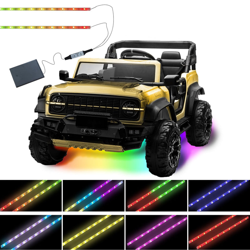 WUYXPG LED Strip Lights for Power Wheels - 50cm Waterproof Underbody Lights for Kids Ride-On Cars, Black Wires