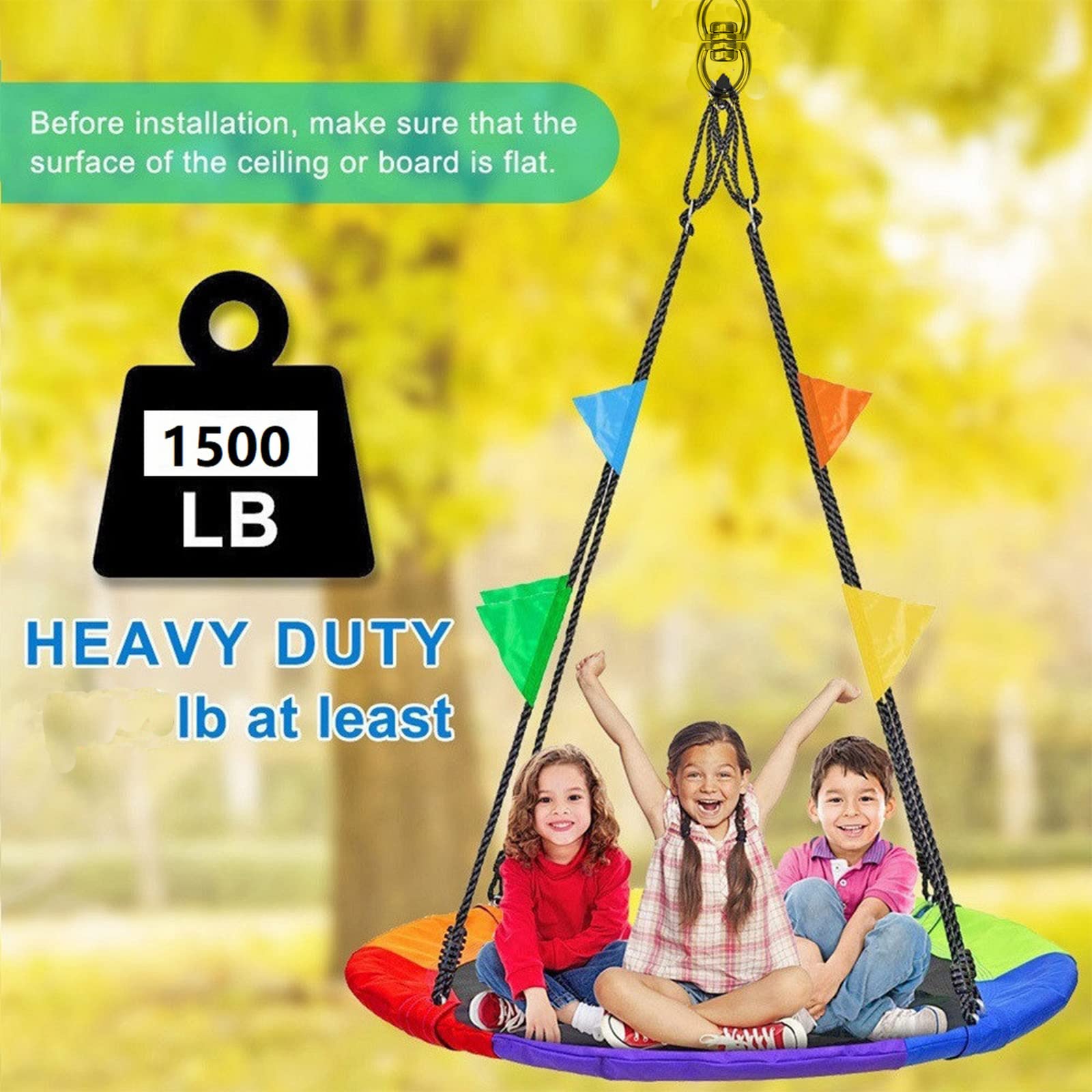 WWFFEN 360° Swivel Hanger – Heavy Duty 1500LB Capacity for Tree Swings, Hammocks, and Climbing Ropes
