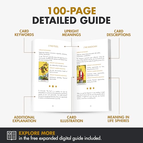 Wyspell Classic Tarot Cards for Beginners - Dark Deck with 400 GSM Cardstock and 100-Page Guide