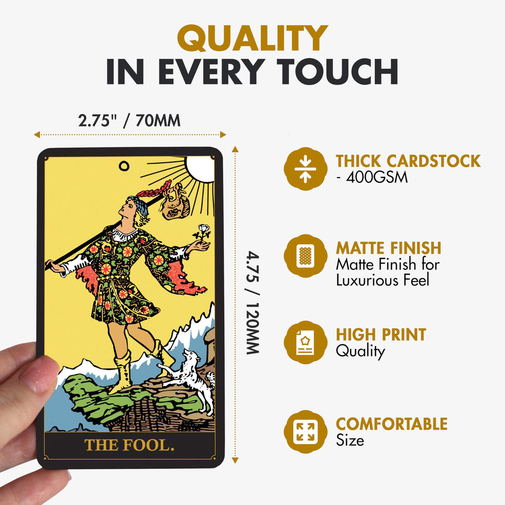 Wyspell Classic Tarot Cards for Beginners - Dark Deck with 400 GSM Cardstock and 100-Page Guide