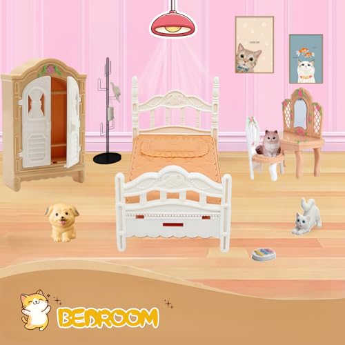 Xadothat 36-Piece Dollhouse Furniture Set - Complete Room Collection with Kitchen, Dining, Living Room, Bedroom, Bathroom Accessories