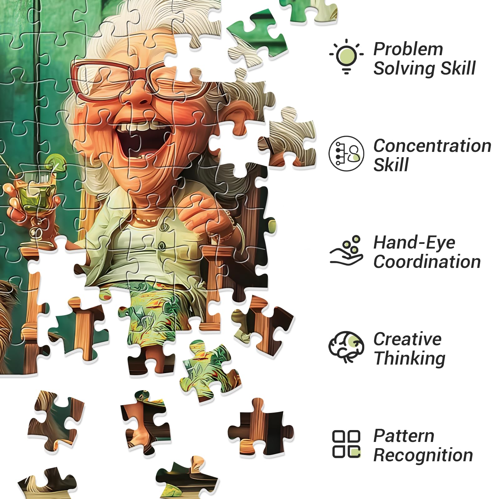 XAPAEG 300-Piece Jigsaw Puzzle for Adults – Cute Grandma Scene with Dog, 20.5×15 in