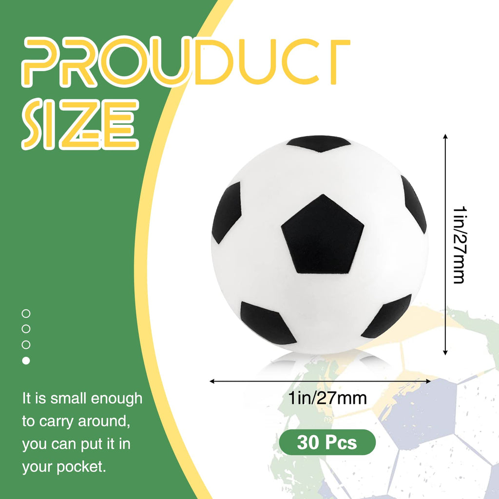 Xeehwb 30-Pack Mini Soccer Bouncy Balls – 27mm Rubber High Bounce Balls for Stress Relief, Party Favors, and Classroom Prizes