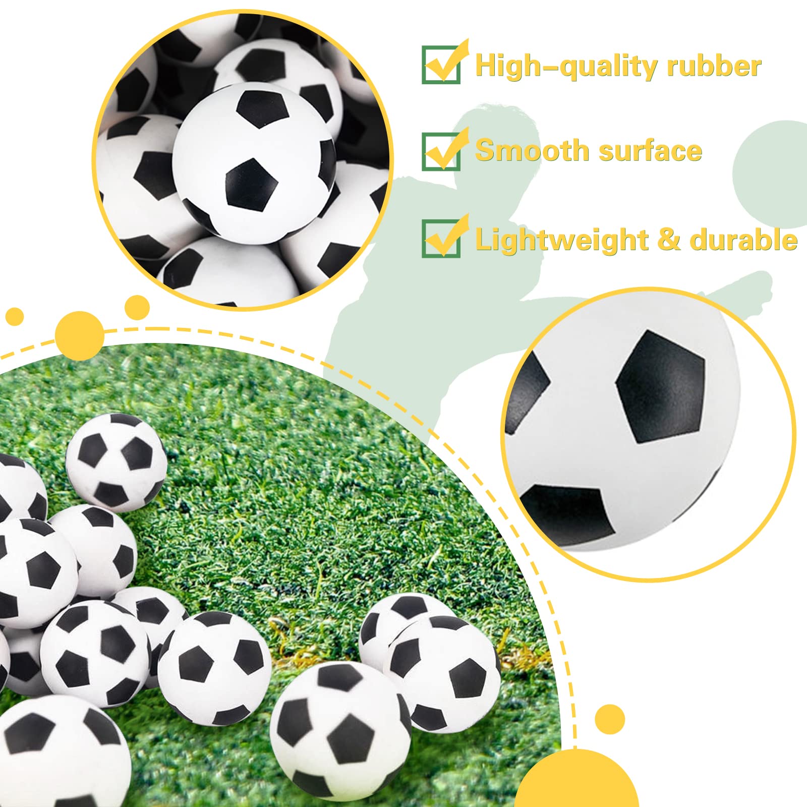 Xeehwb 30-Pack Mini Soccer Bouncy Balls – 27mm Rubber High Bounce Balls for Stress Relief, Party Favors, and Classroom Prizes