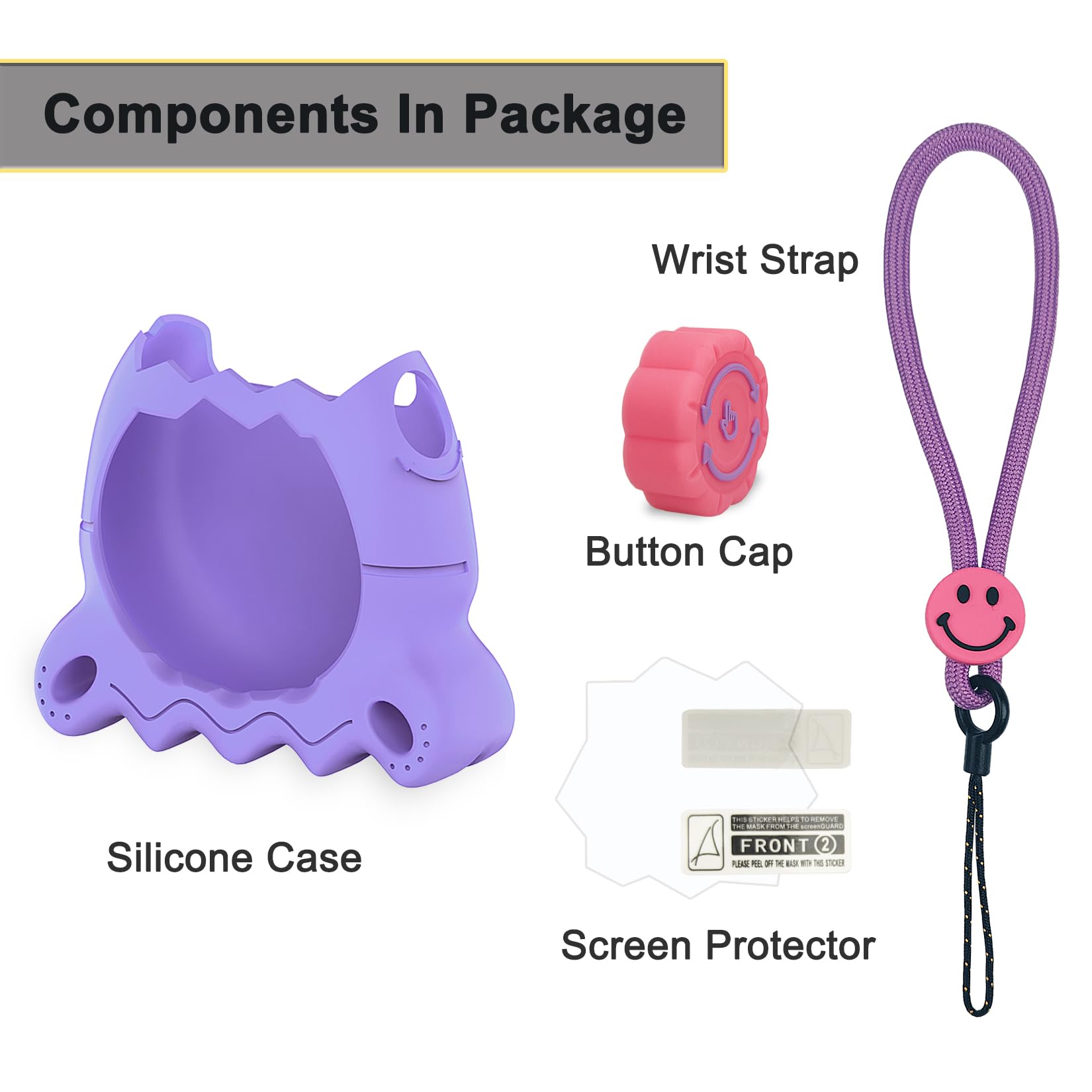 XEGIMOR Silicone Case for Tamagotchi Paradise - Purple with Button Cap, Screen Protector & Lanyard