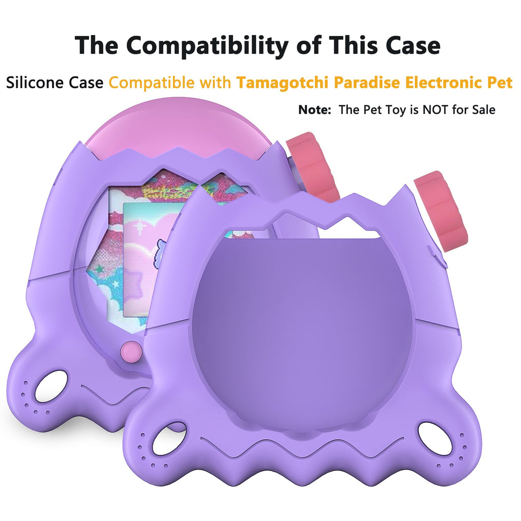 XEGIMOR Silicone Case for Tamagotchi Paradise - Purple with Button Cap, Screen Protector & Lanyard