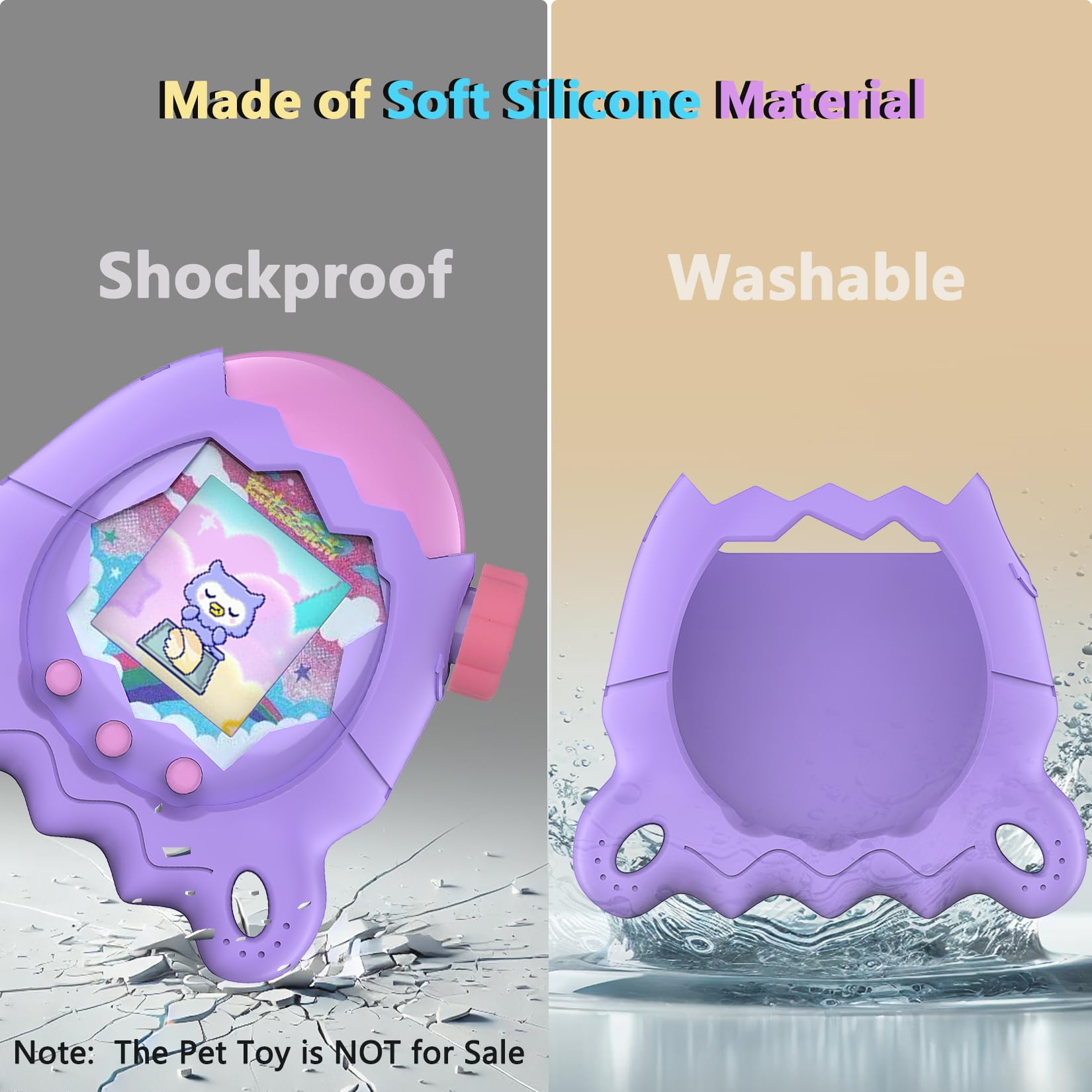 XEGIMOR Silicone Case for Tamagotchi Paradise - Purple with Button Cap, Screen Protector & Lanyard