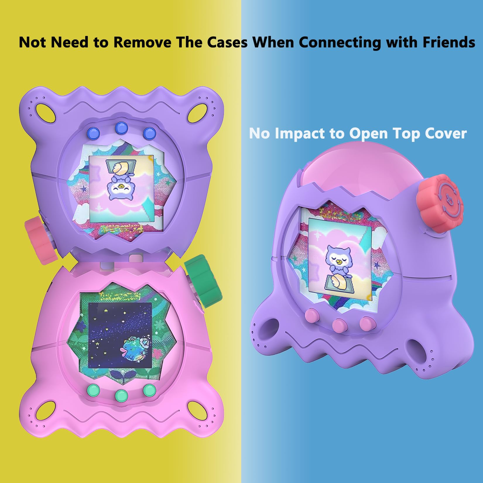 XEGIMOR Silicone Case for Tamagotchi Paradise - Purple with Button Cap, Screen Protector & Lanyard