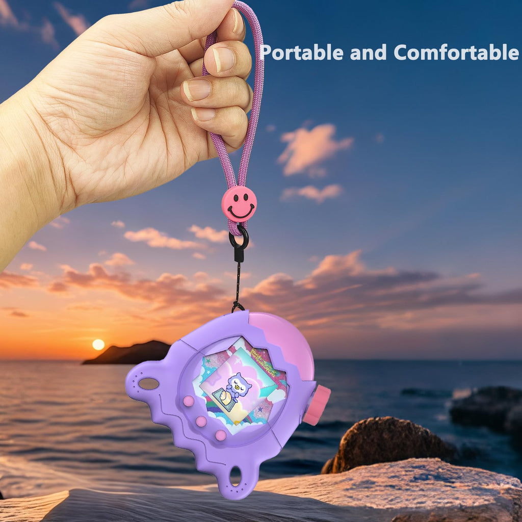 XEGIMOR Silicone Case for Tamagotchi Paradise - Purple with Button Cap, Screen Protector & Lanyard