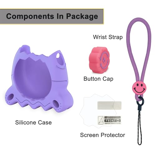 XEGIMOR Silicone Case for Tamagotchi Paradise - Purple with Button Cap, Screen Protector & Lanyard