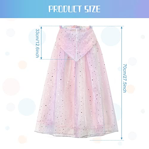 XEPST Princess Hooded Cape with Colorful Sequins Cloak for Girls' Fancy Dress Costumes