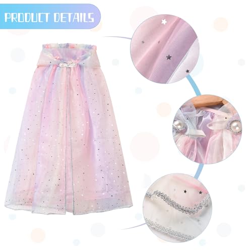 XEPST Princess Hooded Cape with Colorful Sequins Cloak for Girls' Fancy Dress Costumes