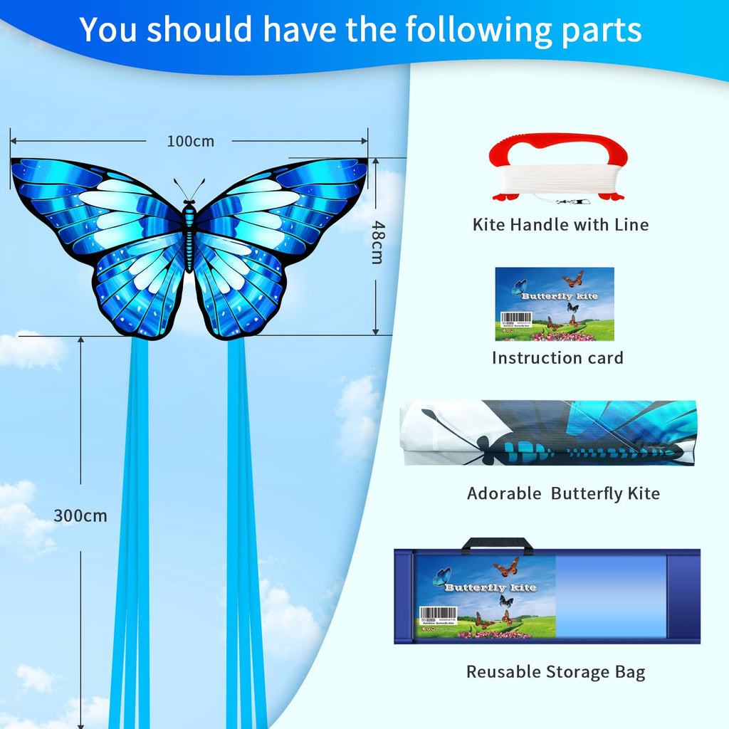 Xida Butterfly Kite for Kids & Adults – Easy to Fly Dual Kite Set with 300ft Handle, Yellow & Green