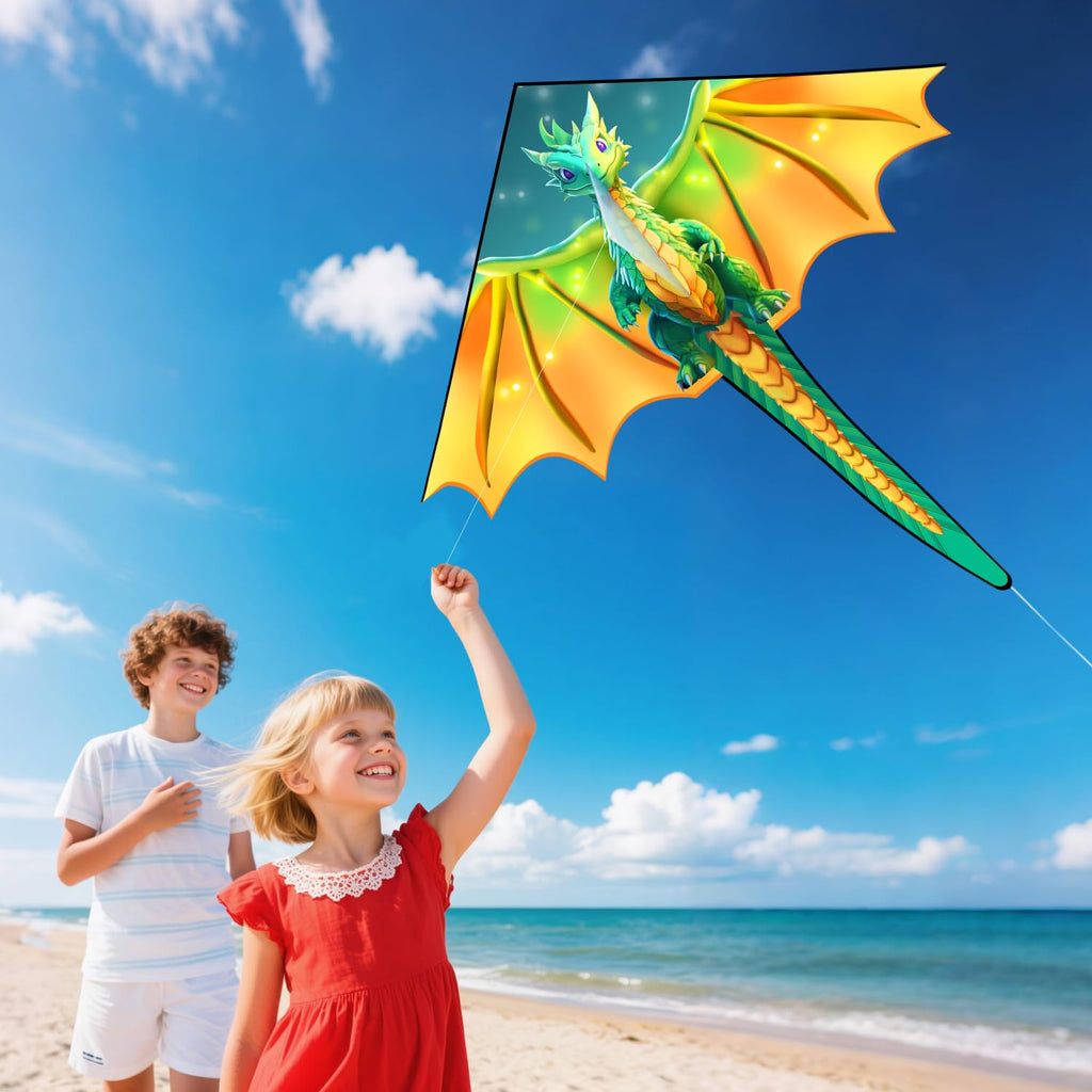 Xida Dragon Kite 55x61 Inch – Easy to Fly for Beginners, Kids, and Adults