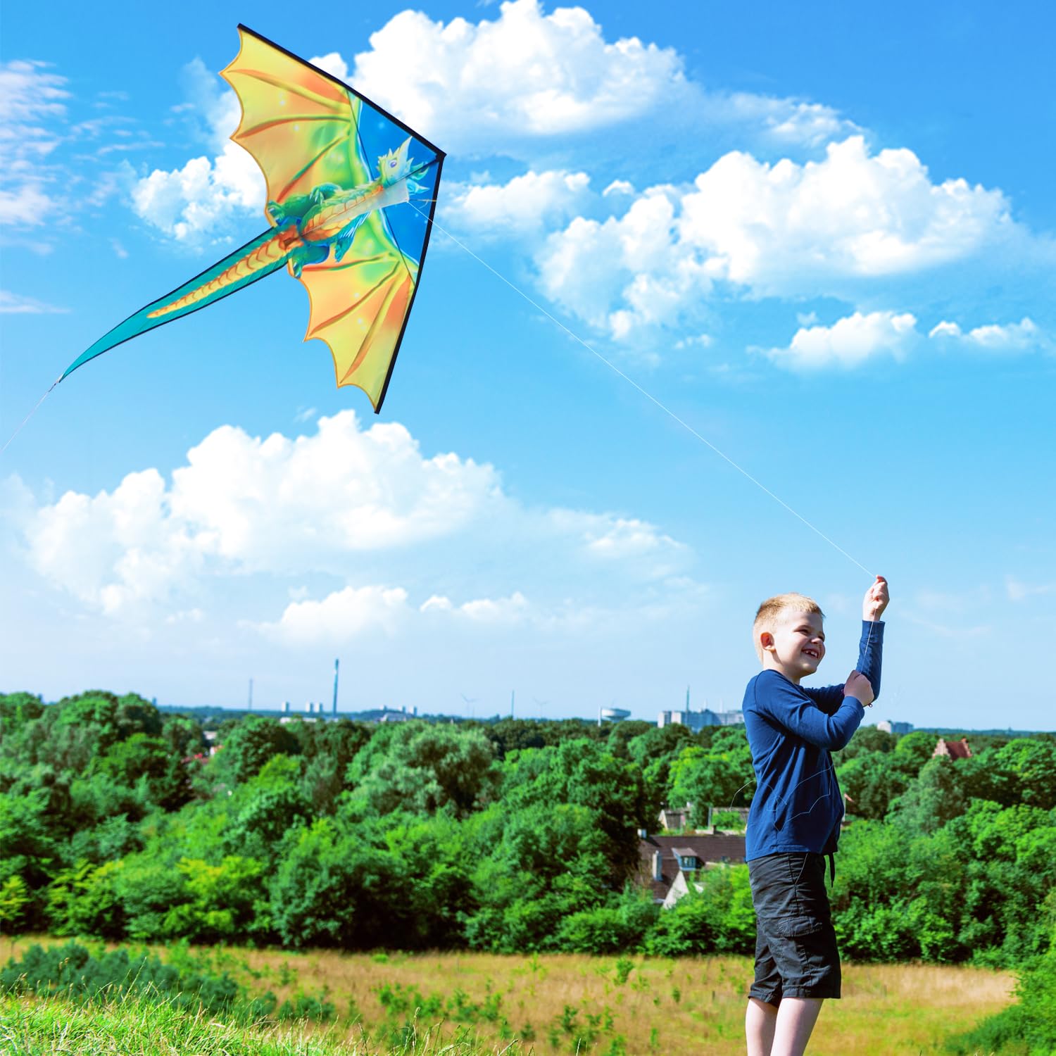 Xida Dragon Kite 55x61 Inch – Easy to Fly for Beginners, Kids, and Adults
