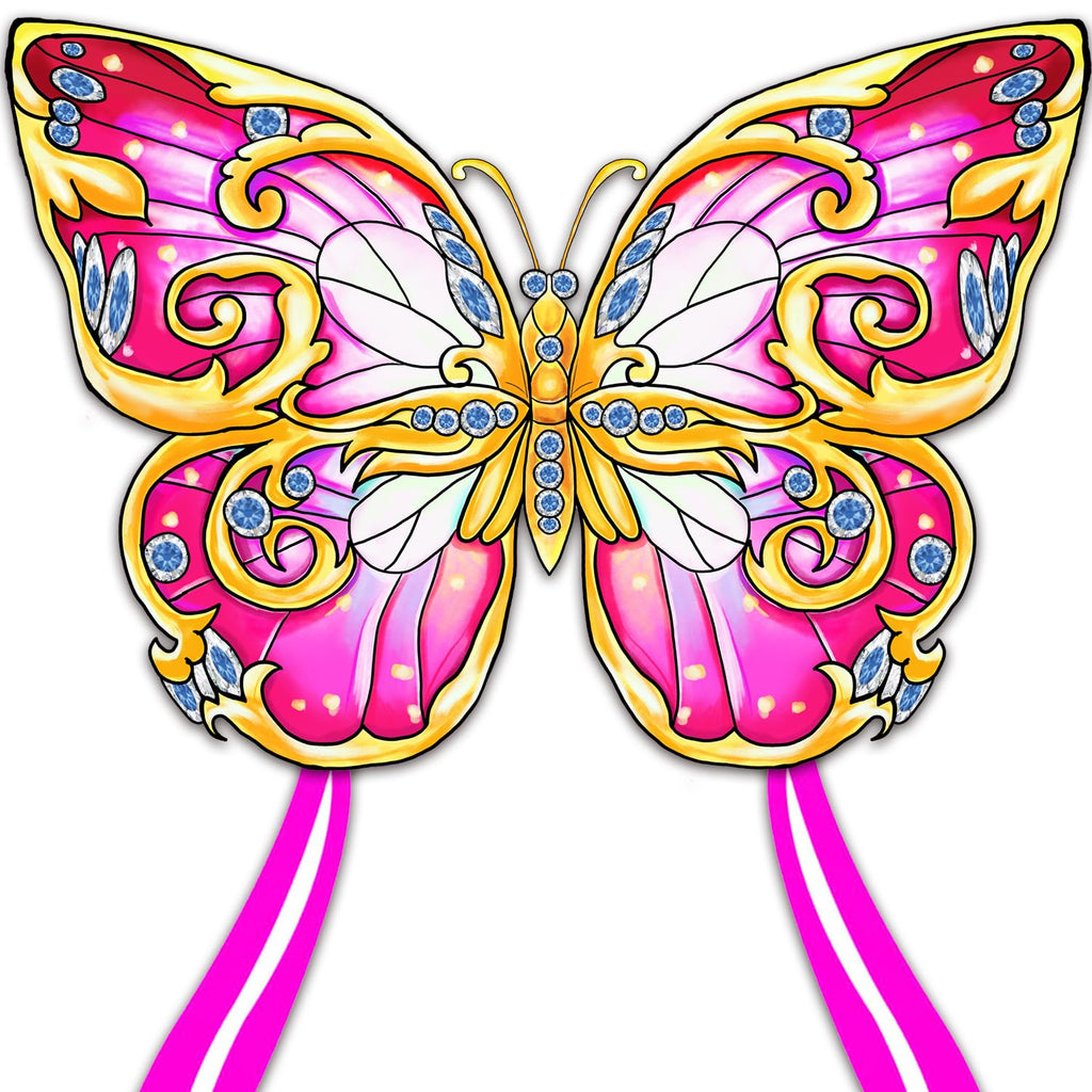 Xida Pink Butterfly Kite – Easy-to-Fly Large Kite with 300ft Handle for Kids & Adults