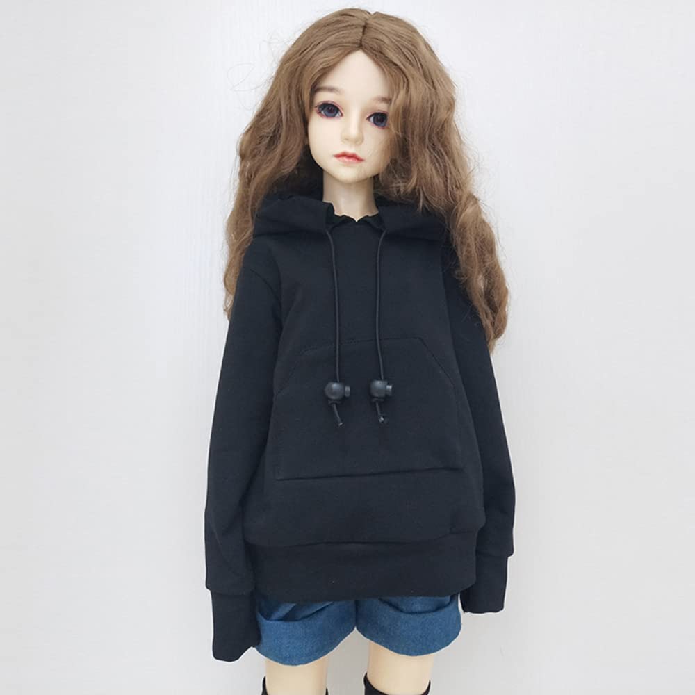 XiDonDon BJD Doll Hoodie – 1/3 1/4 1/6 Scale Top for 26-60 cm Dolls (Black)