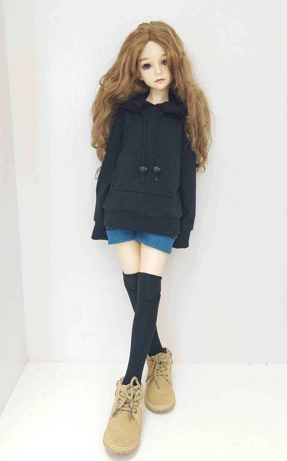 XiDonDon BJD Doll Hoodie – 1/3 1/4 1/6 Scale Top for 26-60 cm Dolls (Black)