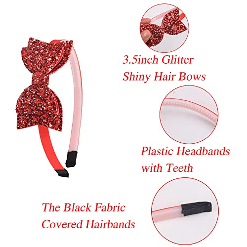 XIMA Glitter Bow Headbands 10-Pack – Sparkly Hair Bands for Girls, Toddlers, Teens