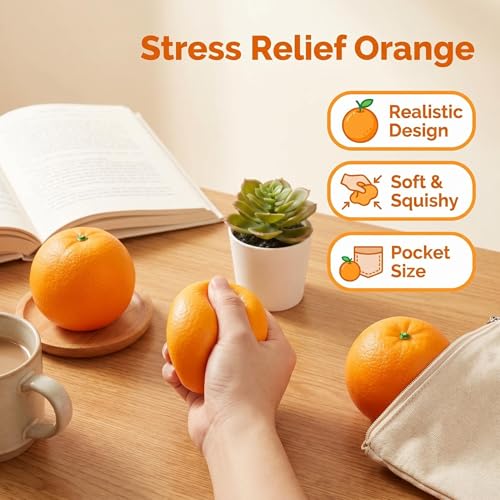 Xinbalove Orange Squishy Fidget Toy: Fast Rebound Stress Relief Fruit Squeeze Balls (10 Styles)
