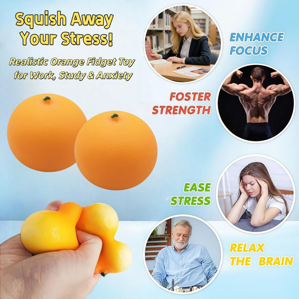 Xinbalove Orange Squishy Fidget Toy: Fast Rebound Stress Relief Fruit Squeeze Balls (10 Styles)