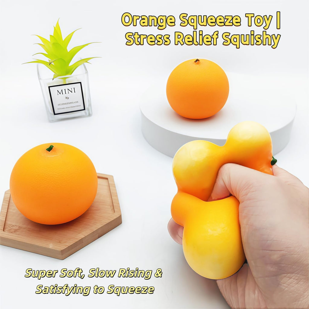 Xinbalove Orange Squishy Fidget Toy: Fast Rebound Stress Relief Fruit Squeeze Balls (10 Styles)