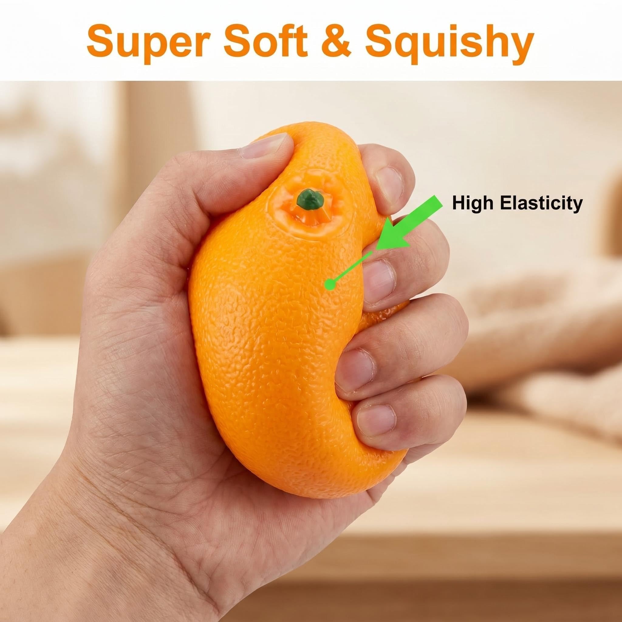 Xinbalove Orange Squishy Fidget Toy: Fast Rebound Stress Relief Fruit Squeeze Balls (10 Styles)