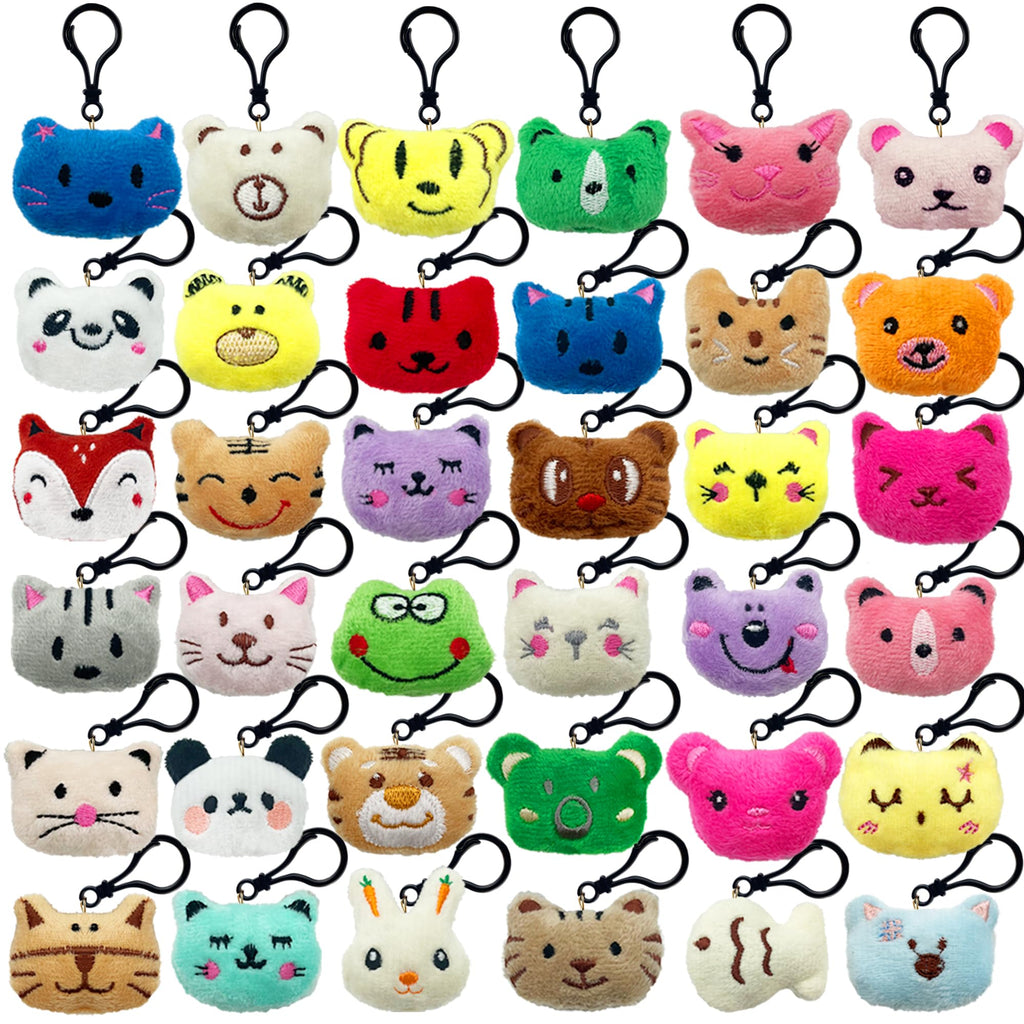 XIPEGPA 36 Assorted Mini Stuffed Animal Keychains – Soft Plush Toys for Goodie Bags, Classroom Rewards, and Easter Egg Fillers
