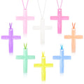 XIPENGKEJI 104 Pack Macaron Crystal Cross Necklaces - Bulk Religious Party Favors for Sunday School, Easter, Christmas