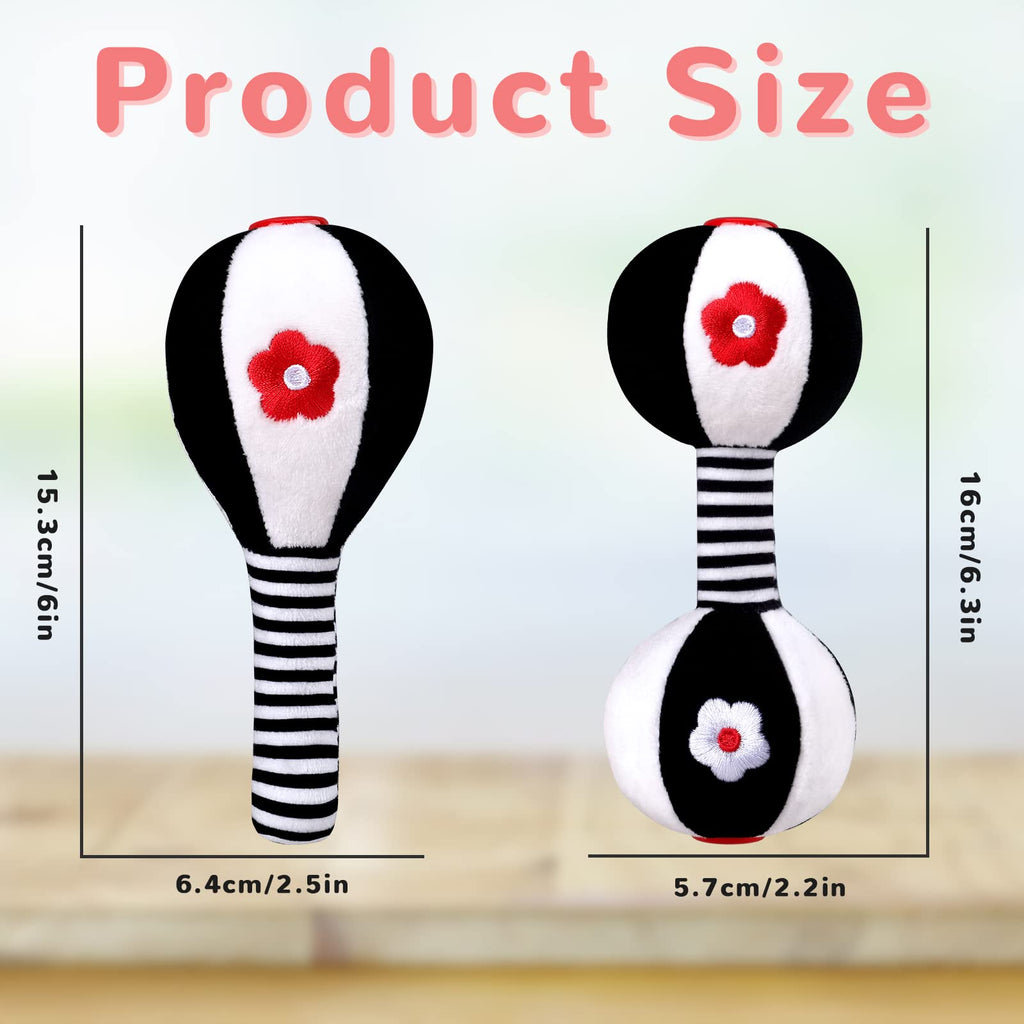 XIXILAND Newborn Rattles 0-6 Months – High Contrast Black & White Dumbbell Toy for Infant Grip and Hearing