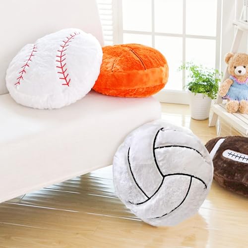 XIYUAN 14-Inch Volleyball Plush Pillow – Soft Stuffed Toy for Sports Room Decor, Couch Cushion, and Gift for Kids