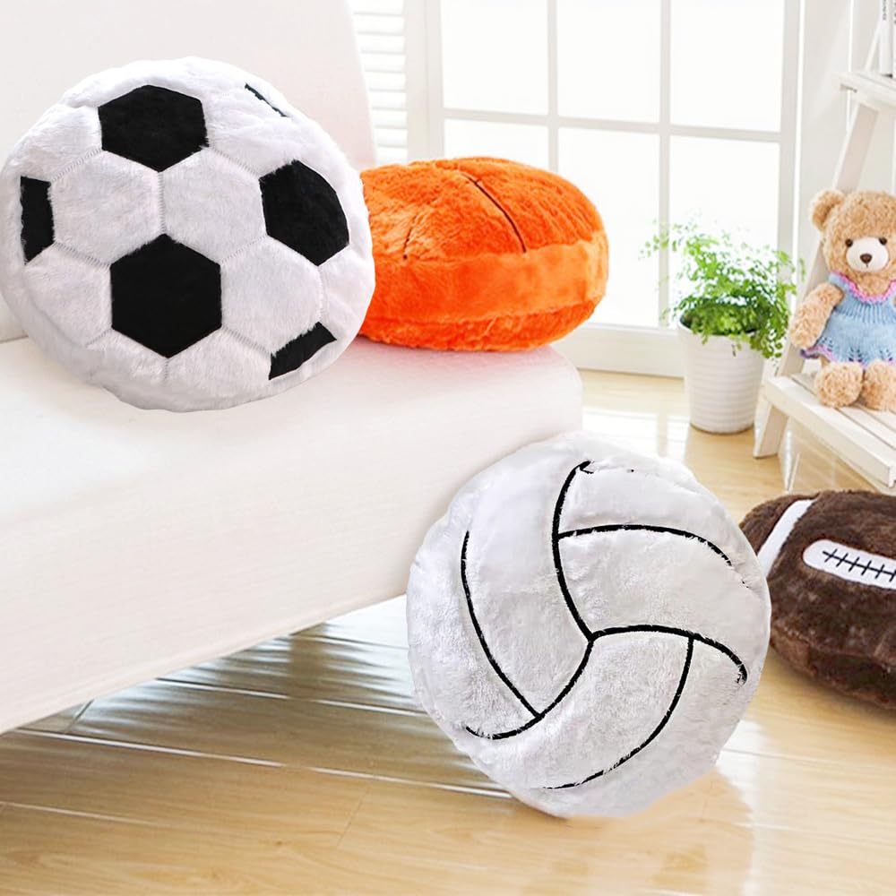 XIYUAN 14-Inch Volleyball Plush Pillow – Soft Stuffed Toy for Sports Room Decor, Couch Cushion, and Gift for Kids