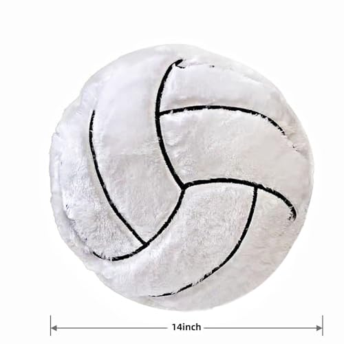 XIYUAN 14-Inch Volleyball Plush Pillow – Soft Stuffed Toy for Sports Room Decor, Couch Cushion, and Gift for Kids