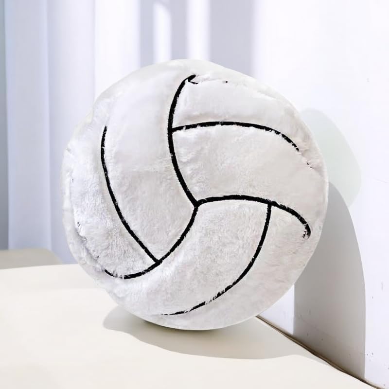 XIZHI 14-Inch Volleyball Plush Pillow - Soft Stuffed Toy for Kids, Machine Washable, White