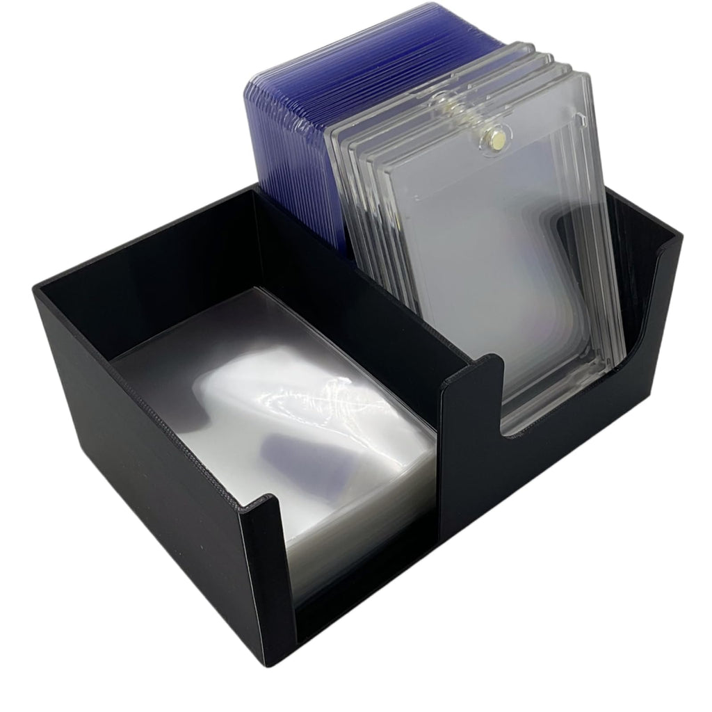 XJPONGC Card Care Lite Black Stackable Toploader Dispenser & Card Storage Box with Penny Sleeve Holder