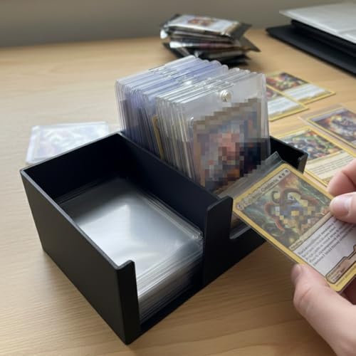 XJPONGC Card Care Lite Black Stackable Toploader Dispenser & Card Storage Box with Penny Sleeve Holder