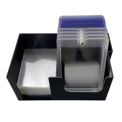 XJPONGC Card Care Lite Black Stackable Toploader Dispenser & Card Storage Box with Penny Sleeve Holder