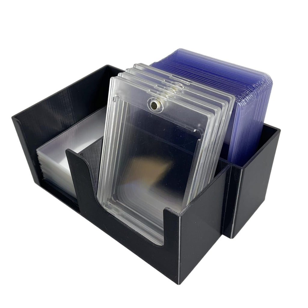 XJPONGC Card Care Lite Black Stackable Toploader Dispenser & Card Storage Box with Penny Sleeve Holder
