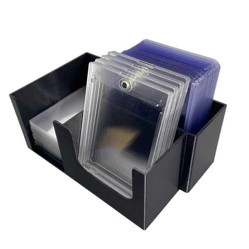 XJPONGC Card Care Lite Black Stackable Toploader Dispenser & Card Storage Box with Penny Sleeve Holder