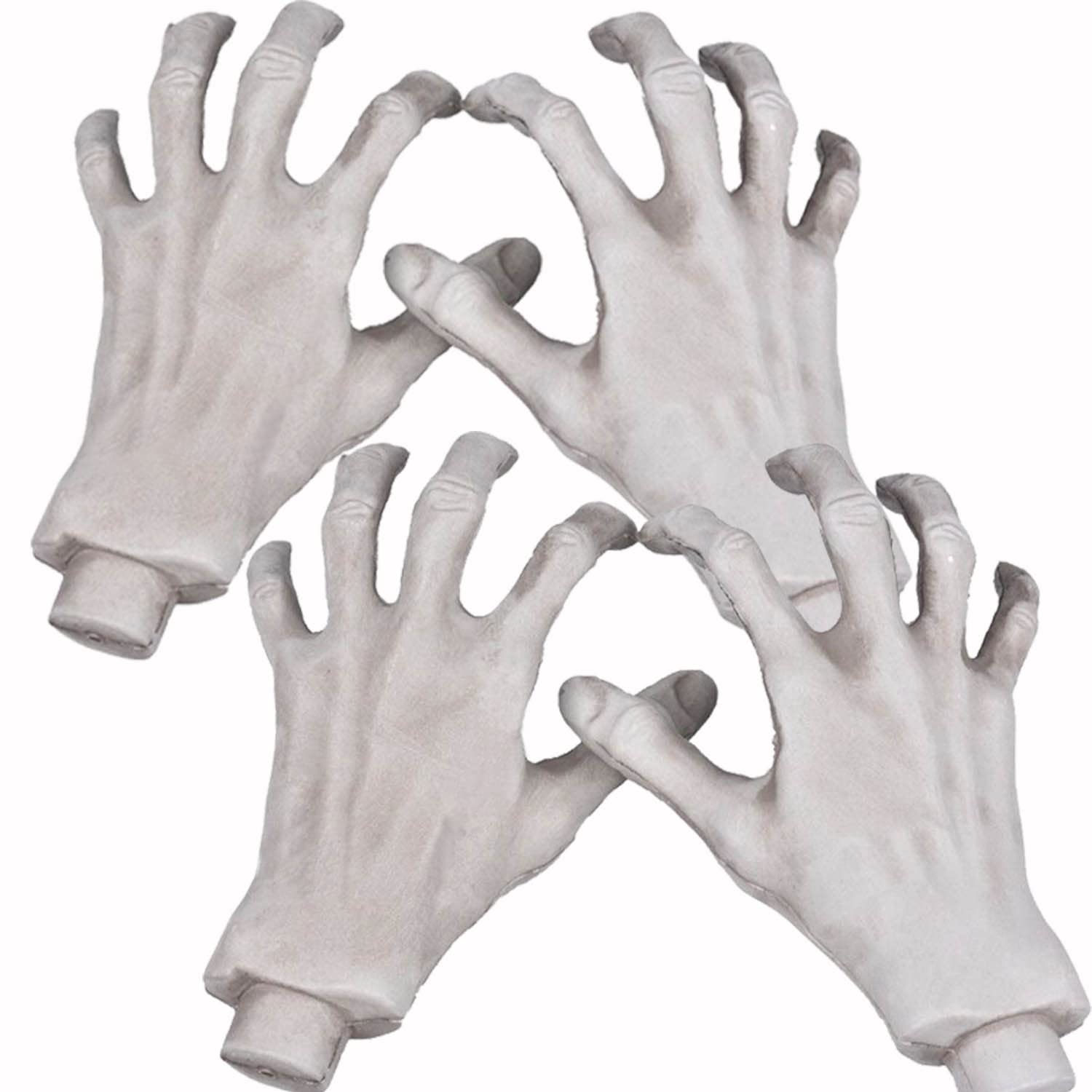 XONOR Halloween Skeleton Hands – Realistic Life-Size Severed Fake Plastic Hands, 2 Pairs