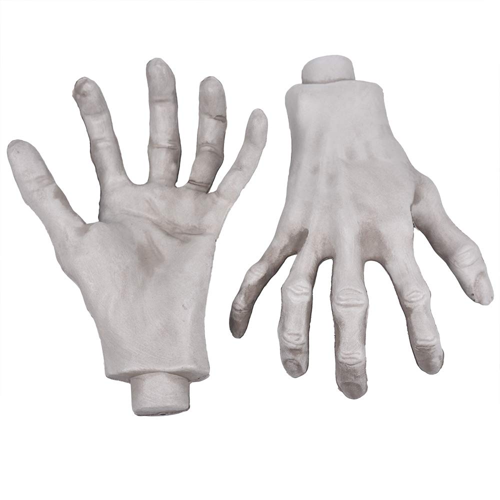 XONOR Halloween Skeleton Hands – Realistic Life-Size Severed Fake Plastic Hands, 2 Pairs