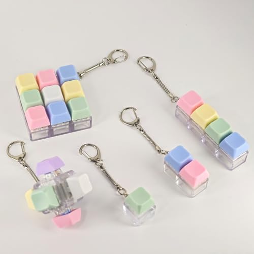 XQC 5 Pack Keyboard Fidget Toy – Portable Clicking Stress Relief Keychain for Adults (Multicolor)